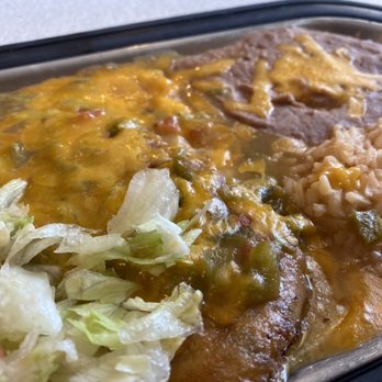 Gordo's cafe - Two item combo chili relleno, cheese enchilada, taco on the side with rice and beans. - Mexican Near Me - Gallup, New Mexico