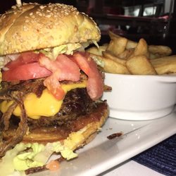Gastronomy Kitchen by Cirella's - G burger - cheese, bacon jam (yummm) lettuce, tomato, on a brioche roll. Amazing