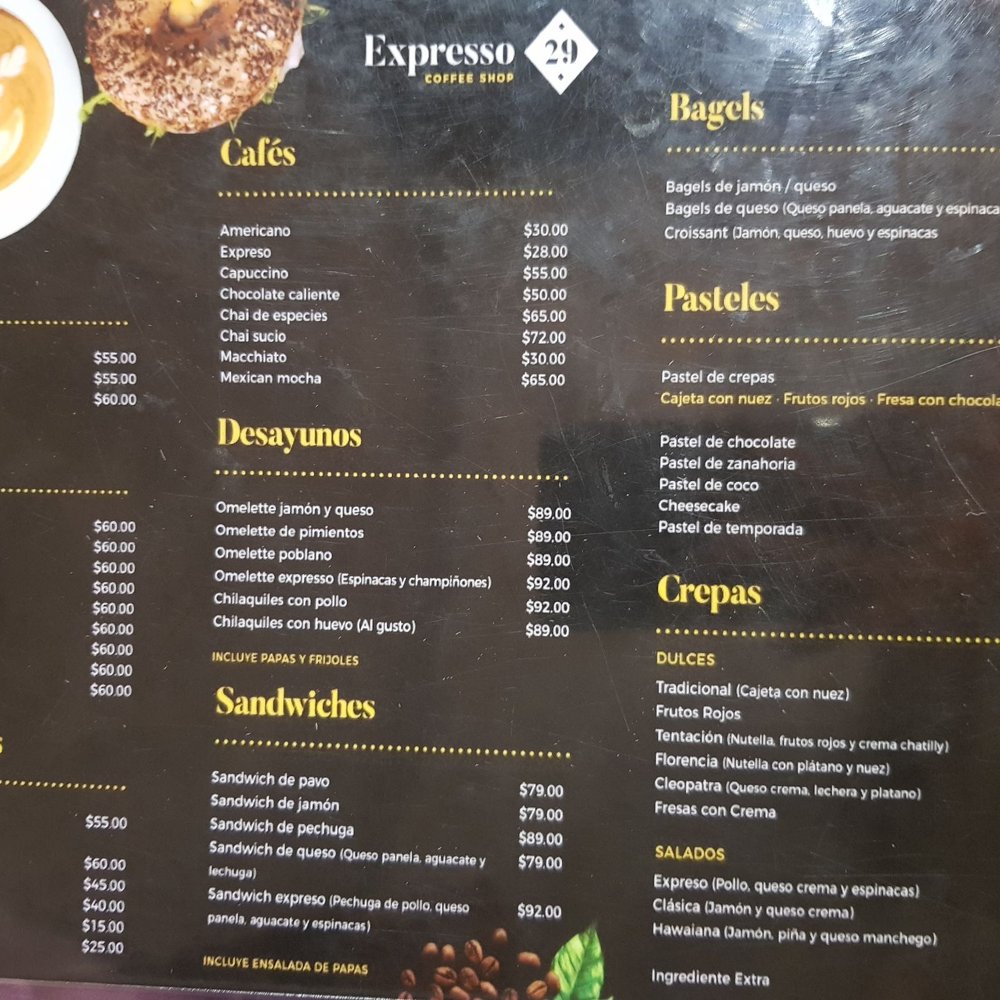 Expresso 29 - Menú - Coffee & Tea Near Me - Rosarito, BCN Expresso 29 - Menú - Coffee & Tea Near Me - Rosarito, BCN