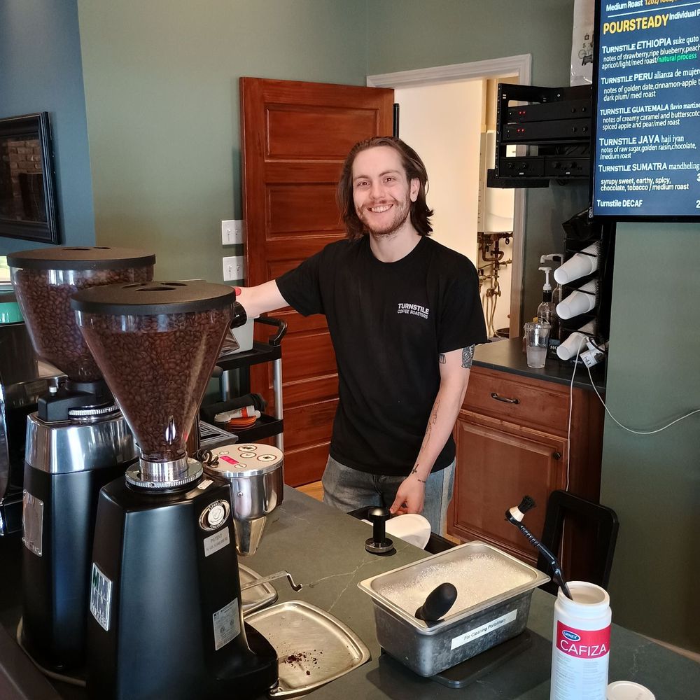 Turnstile Coffee Roasters - Bar area. My barista. Courteous and helpful. - Coffee & Tea Near Me - Belmar, New Jersey Turnstile Coffee Roasters - Bar area. My barista. Courteous and helpful. - Coffee & Tea Near Me - Belmar, New Jersey