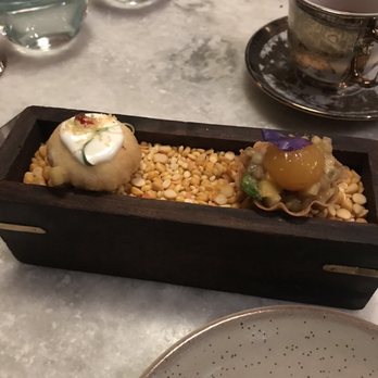 ROOH - Dahi Puri (left) and Pani Puri (right) - Indian Near Me - San Francisco, California ROOH - Dahi Puri (left) and Pani Puri (right) - Indian Near Me - San Francisco, California