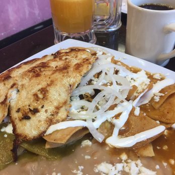Potzolcano - Chilaquiles red and green with grill chicken - Mexican Near Me - Santa Ana, California