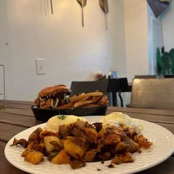 The KOVA - Eggs Royale, Fried Chicken Sandwich, Spicy Hand Cut Fries
