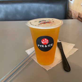 Fyr & Ice - Passion fruit fruit tea with mango pops - Ramen Near Me - Coral Springs, Florida Fyr & Ice - Passion fruit fruit tea with mango pops - Ramen Near Me - Coral Springs, Florida