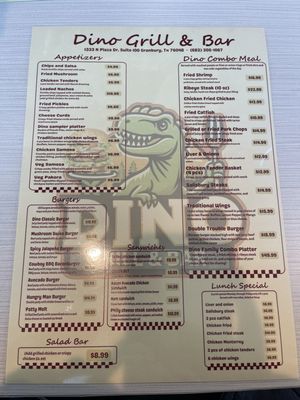 Menu photo 1 Dino Buffet and Bar Granbury, TX