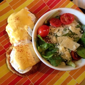 Ruth's Cafe - Ruth's crab eggs Benedict with salad. Delicious - Breakfast & Brunch Near Me - Indianapolis, Indiana