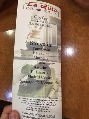 Menu photo 1 La Ruta de Kaldi Fuengirola, MA Menu photo 1 La Ruta de Kaldi Fuengirola, MA