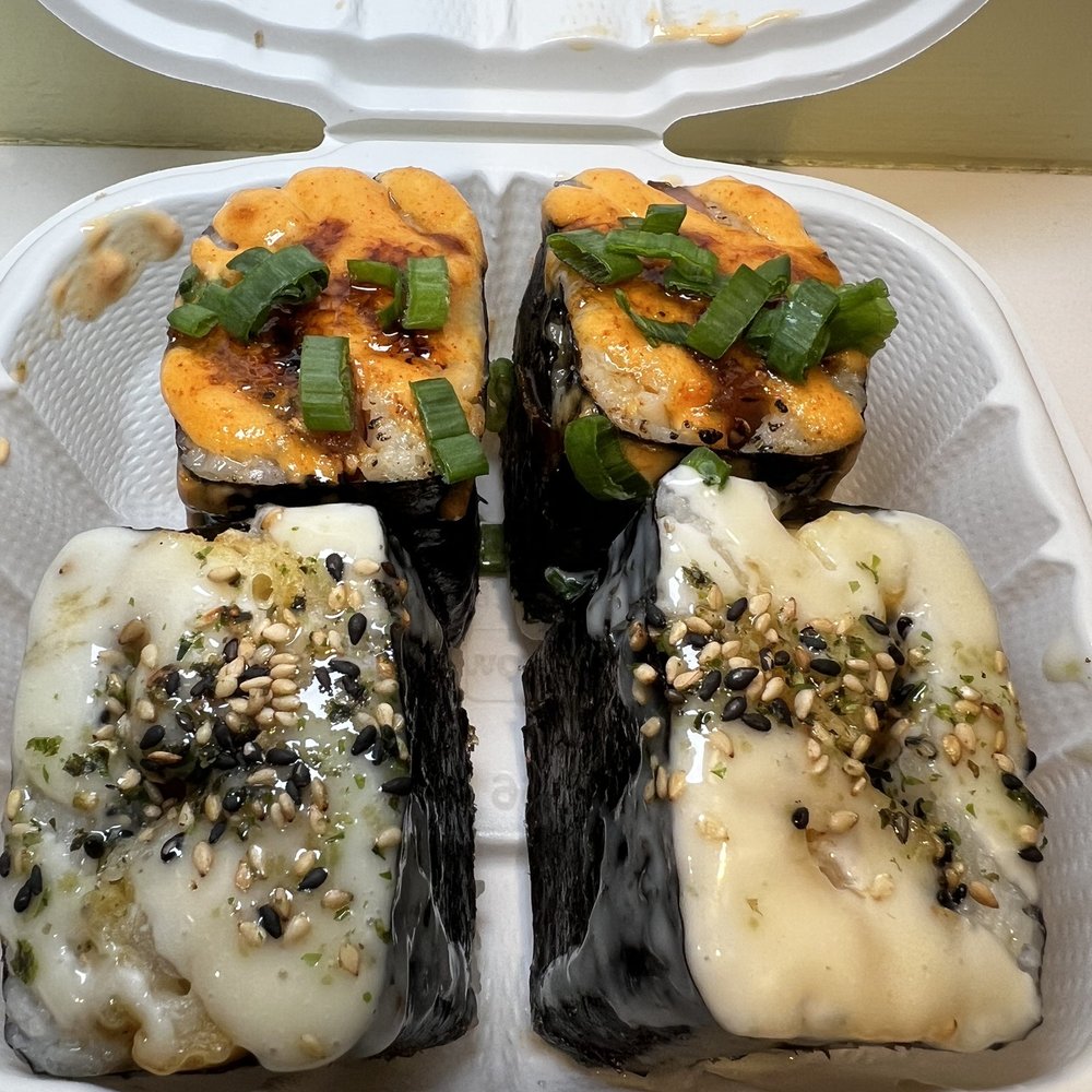 Shootz - Spam Brulee Musubi and Honey Coconut Shrimp Musubi - Hawaiian Near Me - Stanton, California Shootz - Spam Brulee Musubi and Honey Coconut Shrimp Musubi - Hawaiian Near Me - Stanton, California