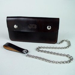 Leathersmith Designs - Personalized leather bikers wallet with chain handmade by our leather workers in our leather store in Dartmouth, Nova Scotia, Canada.