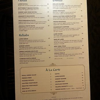 Mozaic - Menu - Mediterranean Near Me - Santa Cruz, California