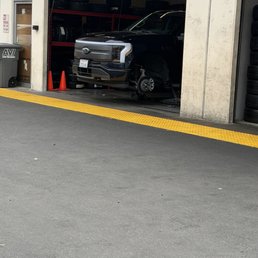 Ford Lightning being serviced.