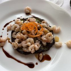 Norseman Restaurant & Gaia Gallery - NL baby shrimps on pea pancake