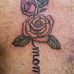 Tattoos By Advance - Close up of three roses, with Mom & .