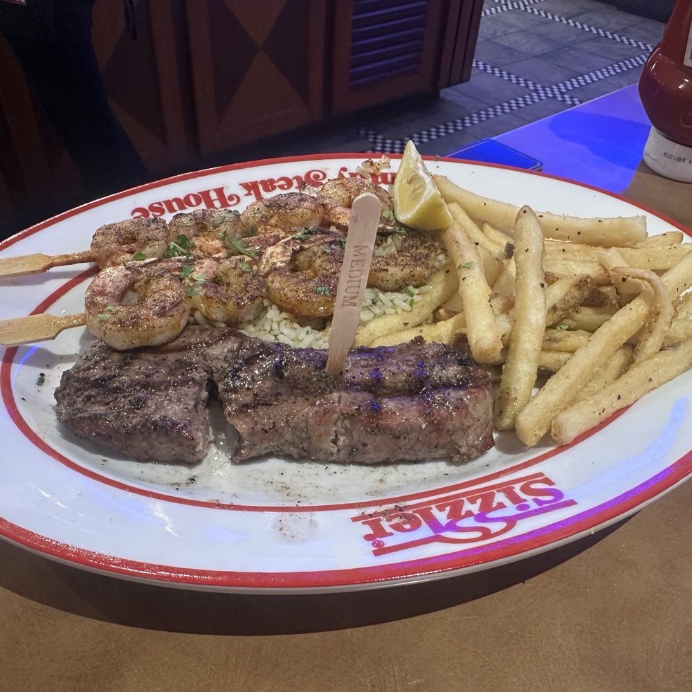 8oz Steak & Grilled Shrimp Skewers 8oz Steak & Grilled Shrimp Skewers