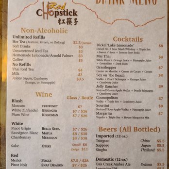 Red Chopstick - Drink menu - Chinese Near Me - Sedona, Arizona Red Chopstick - Drink menu - Chinese Near Me - Sedona, Arizona