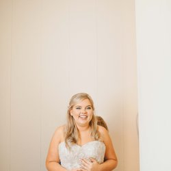 Eclectic Hair Salon - Campus - Photo of how my hair turned out compared to photo. After literally just walking out salon, driving to chapel in a/c, and putting on my dress