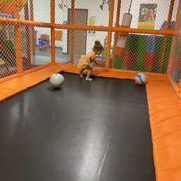 One of the trampolines in the play structure. One of the trampolines in the play structure.
