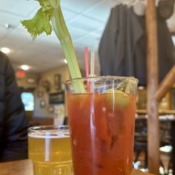 Duffys Riverside Saloon - Bacon Jalapeño Vodka Bloody!   Hands down one of the best bloodies I've ever had.  Right amount of spice and not too thick!  Perfection!!