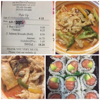 Sakan Bento Japanese Express - Red Curry Chicken with close up of ingredients & 2 Salmon Avocado rolls. 3 Meals for $18.20 Excellent!7-13-2016 - Sushi Bars Near Me - Lindenhurst, New York Sakan Bento Japanese Express - Red Curry Chicken with close up of ingredients & 2 Salmon Avocado rolls. 3 Meals for $18.20 Excellent!7-13-2016 - Sushi Bars Near Me - Lindenhurst, New York