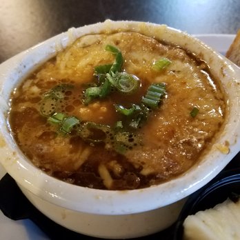 Dawsons On Main - French Onion Soup with flavor and lots of melted cheese - American Near Me - Indianapolis, Indiana