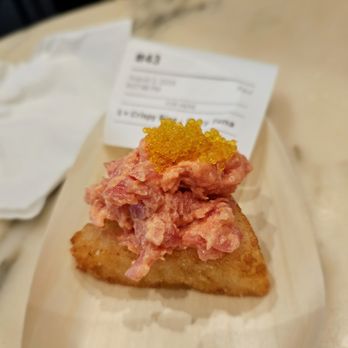 Bessou - Sushi Crispy Rice- Spicy tuna, yuzu tobiko. $8 + tax. OK - Japanese Near Me - New York, New York Bessou - Sushi Crispy Rice- Spicy tuna, yuzu tobiko. $8 + tax. OK - Japanese Near Me - New York, New York