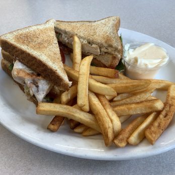 The London Cafe - Clubhouse (Chicken, bacon) Sandwich with Fries - Cafes Near Me - Richmond, British Columbia The London Cafe - Clubhouse (Chicken, bacon) Sandwich with Fries - Cafes Near Me - Richmond, British Columbia