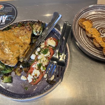 California Fish Grill - Ahi Tuna with BRUSSELS SPROUTS (BALSAMIC GLAZED) and SEASONED TOMATO & FETA; SHRIMP SKEWER on the side - Seafood Near Me - Rockville, Maryland California Fish Grill - Ahi Tuna with BRUSSELS SPROUTS (BALSAMIC GLAZED) and SEASONED TOMATO & FETA; SHRIMP SKEWER on the side - Seafood Near Me - Rockville, Maryland