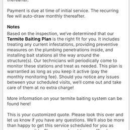 Terms for termite treatment