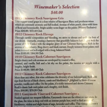 Chimney Rock Winery - tasting menu - Wineries Near Me - Napa, California Chimney Rock Winery - tasting menu - Wineries Near Me - Napa, California