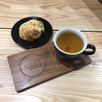1951 Coffee Company - Cheddar green onion scone with mint hot tea - Coffee & Tea Near Me - Berkeley, California 1951 Coffee Company - Cheddar green onion scone with mint hot tea - Coffee & Tea Near Me - Berkeley, California