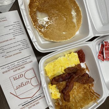 Burger Barn - a breakfast of eggs, bacon and pancakes - Burgers Near Me - San Jose, California