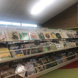 One of many stacks of children's books