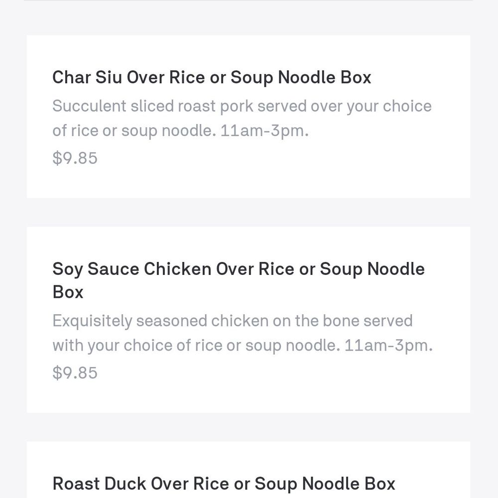 Tasty Box - Ordered the char siu over rice and roast duck over rice box on Postmates - Cantonese Near Me - Diamond Bar, California