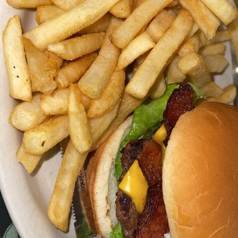 Apple Cup Cafe - Bacon cheeseburger side of fries ! - American Near Me - Chelan, Washington