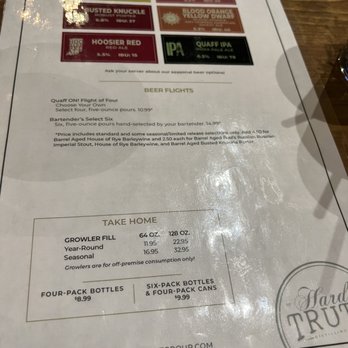 Hard Truth Distilling - Drink Menu side 2 - Distilleries Near Me - Nashville, Indiana Hard Truth Distilling - Drink Menu side 2 - Distilleries Near Me - Nashville, Indiana