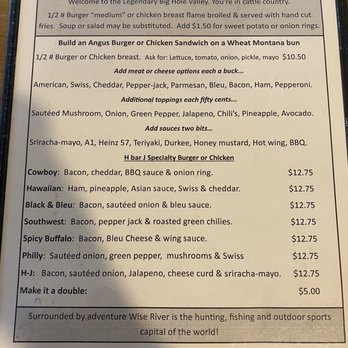 H-J Cafe and Saloon - Burger menu - Sports Bars Near Me - Wise River, Montana H-J Cafe and Saloon - Burger menu - Sports Bars Near Me - Wise River, Montana