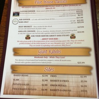 Pilot House - Back page of the menu - Barbeque Near Me - Cape Girardeau, Missouri