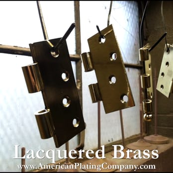 American Plating - To help preserve the integrity of the brass plated layer on these hinges, we apply a healthy coat of lacquer. - Powder Coating Near Me - Saint Louis, Missouri American Plating - To help preserve the integrity of the brass plated layer on these hinges, we apply a healthy coat of lacquer. - Powder Coating Near Me - Saint Louis, Missouri