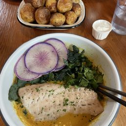 Yellow Curry Broth with Rockfish and fresh small potatoes Yellow Curry Broth with Rockfish and fresh small potatoes