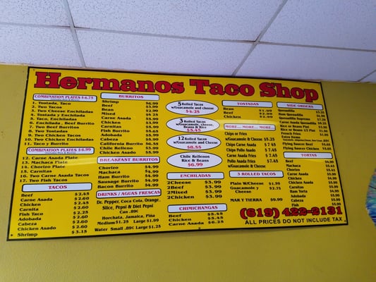 Menu photo 5 Hermanos Taco Shop Chula Vista, CA