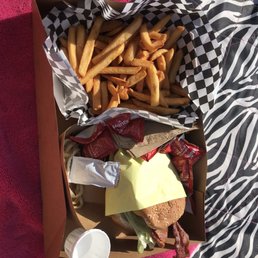 Bacon Cheeseburger and Fries. $13.75