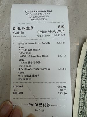 Menu photo 2 YGF Malatang Daly City, CA