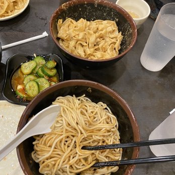 A & J Restaurant - Fried green onion noodles and Noodles in Hot Spicy Sesame Sauce and Topped w/Peanut Powder - Taiwanese Near Me - Irvine, California A & J Restaurant - Fried green onion noodles and Noodles in Hot Spicy Sesame Sauce and Topped w/Peanut Powder - Taiwanese Near Me - Irvine, California