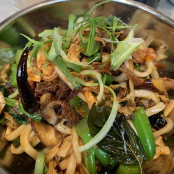 CHIKO - Cumin lamb stir fry with spicy noodles and caramelized onions - Asian Fusion Near Me - Encinitas, California