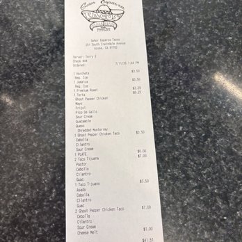 Señor Esparza Tacos - Total for everything we ordered! Not so bad of a price - Tacos Near Me - Azusa, California