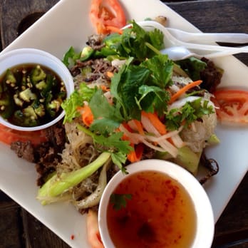 Coffee Lovers - Steak salad with noodles. Get Thai beef salad...it's better than this dish. - Coffee & Tea Near Me - San Jose, California