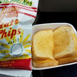 Order a grilled cheese and it comes with some local (Freeport, IL) potato chips!