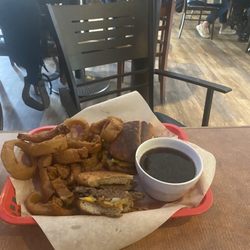 Jamestown Saloon - A burned burger dip that took 40 minutes on a Sunday afternoon at 1pm.