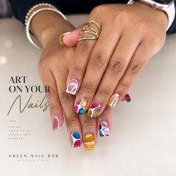 Green Nail Bar - GelX with Custom Art.