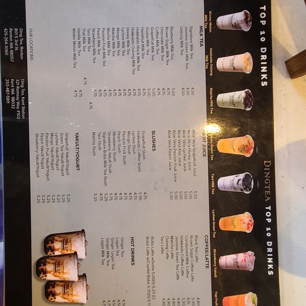 Ding Tea - Menu - Bubble Tea Near Me - Kent, Washington
